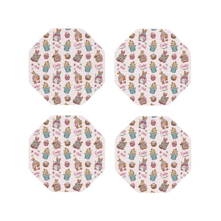 

Fuzoiu Hello Easter Print Leather Coasters Set Drink Coasters Set of 4 for Tabletop Protection Durable PVC Coasters Home Décor and Housewarming Gift-Octagon