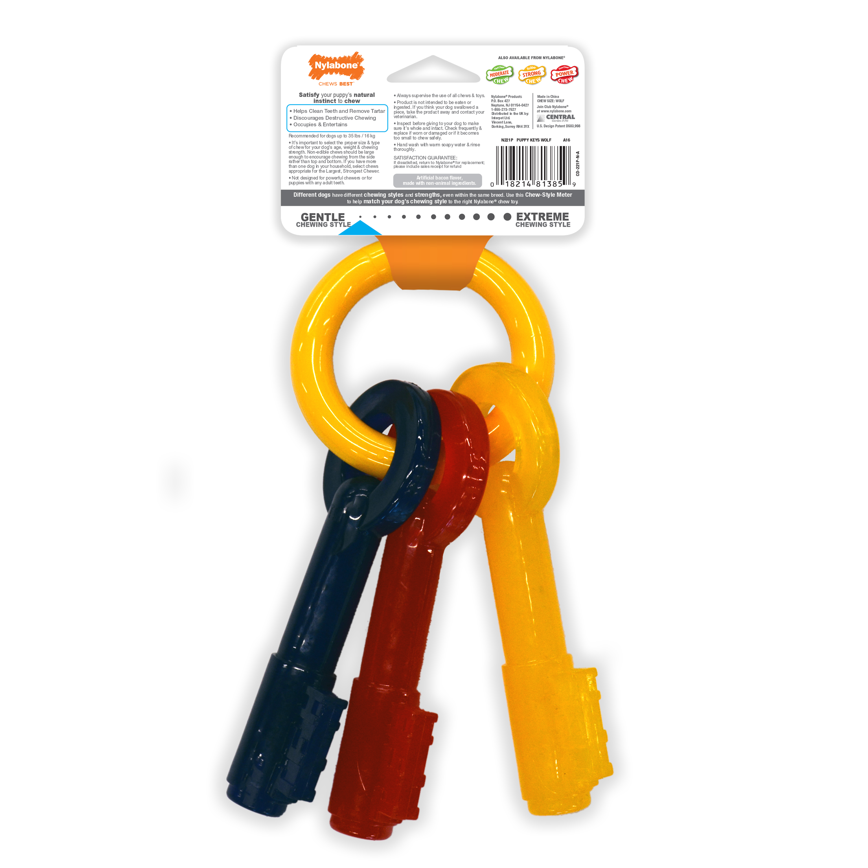 Nylabone Just for Puppies Teething Chew Toy Keys Bacon Medium/Wolf (1 Count) - image 4 of 7