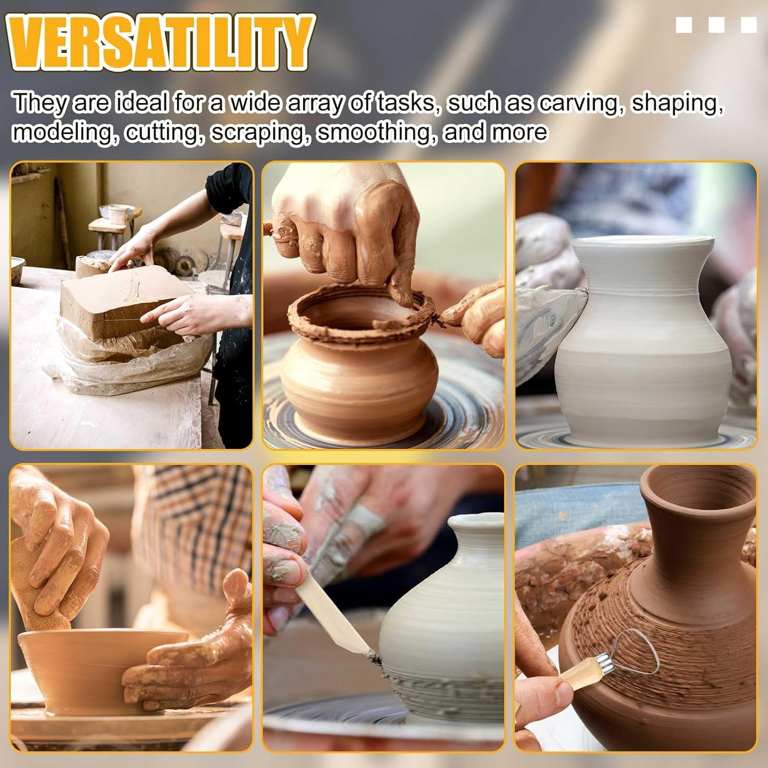 Leriton 40 Pcs Pottery Clay Tools Kit Sculpting Tool Includes Cutting Modeling Trimming with Wooden Handles Carving for Beginners Shaping