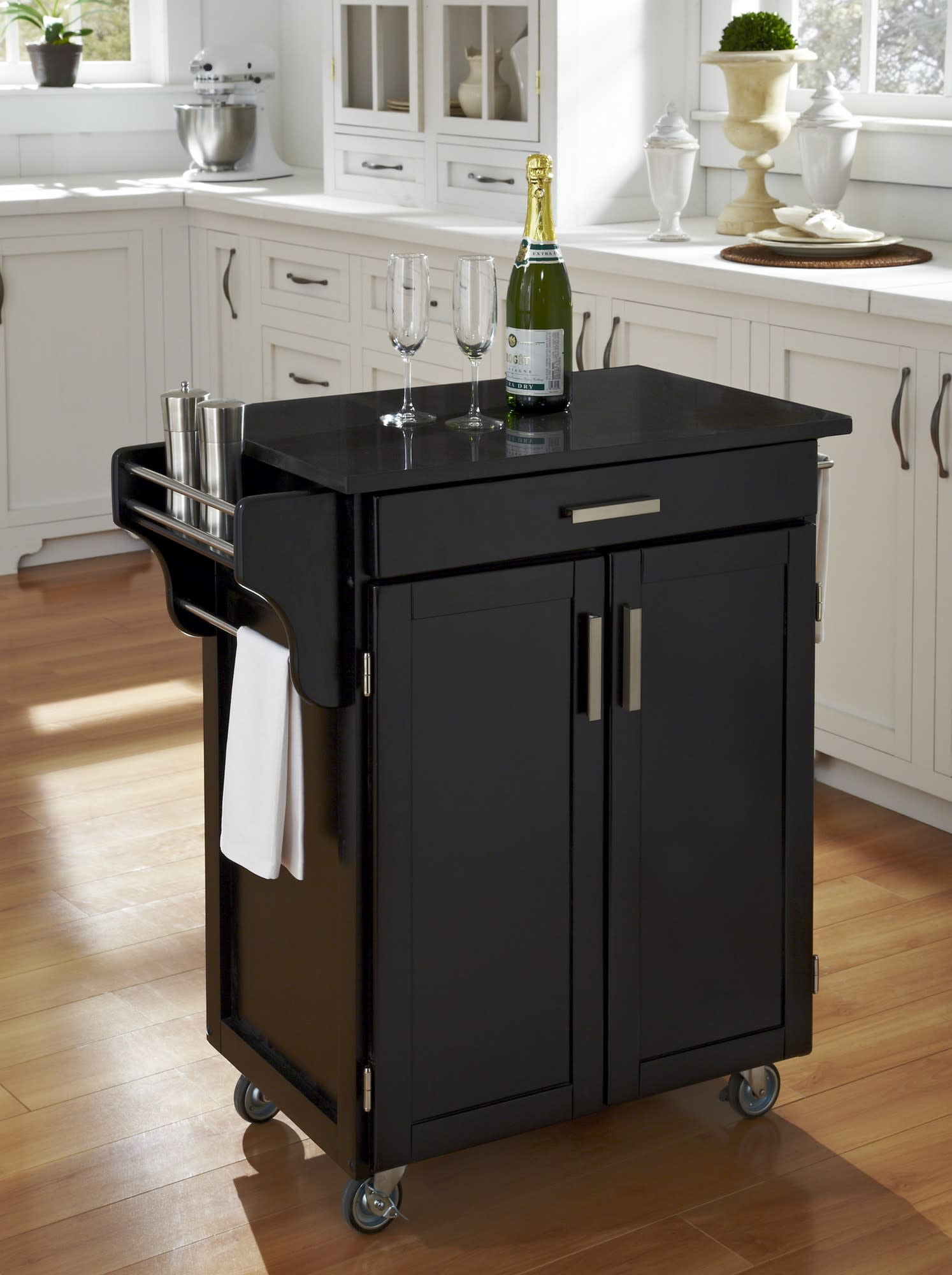 Homestyles Cuisine Cart Black Kitchen Cart