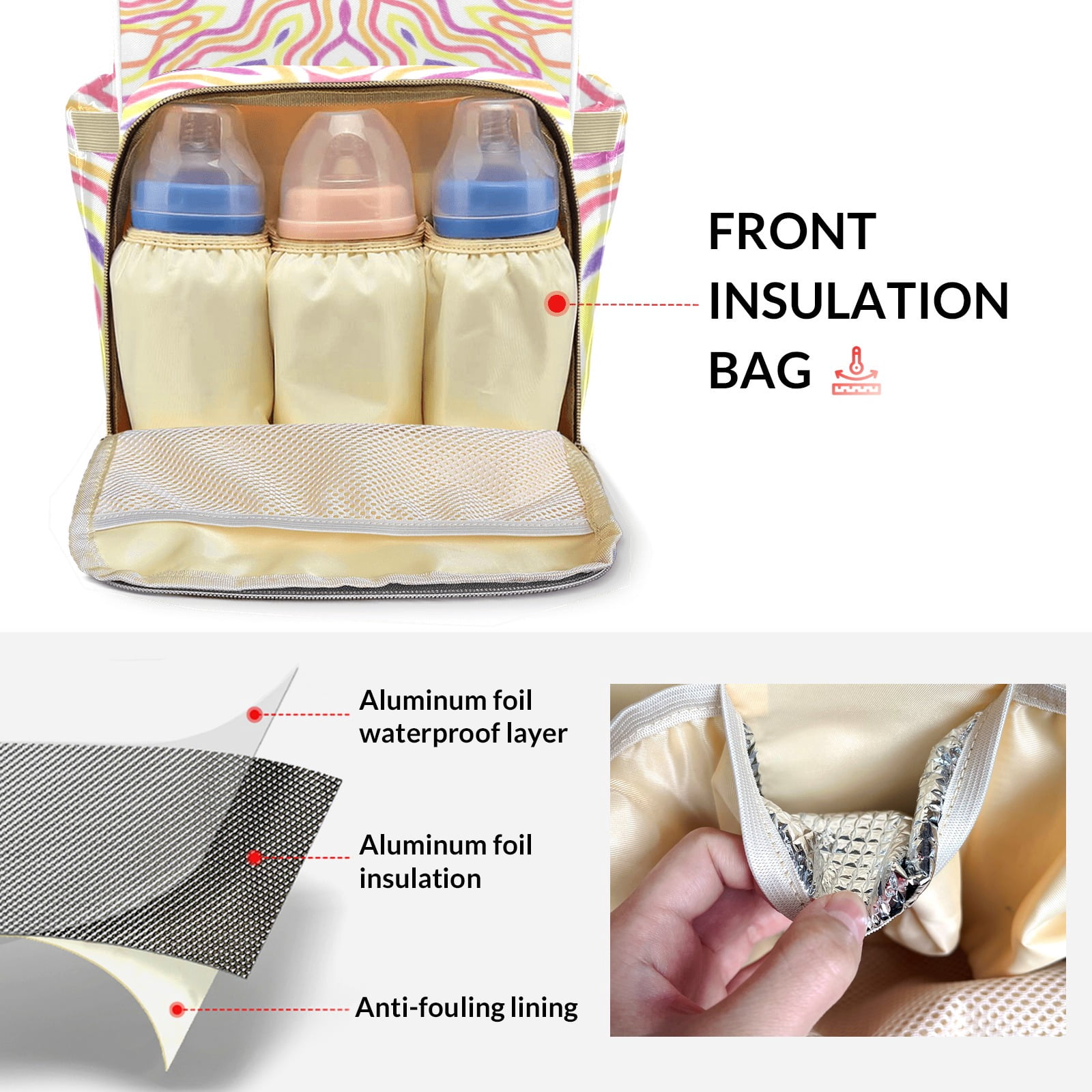 Abstract Kaleidoscope Diaper Backpack – Large Capacity, Insulated Baby Bottle Pocket, Multifunctional Mommy Bag for Boys & Girls