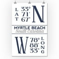 thumbnail image 2 of Myrtle Beach, South Carolina, Latitude and Longitude (Blue) (24x36 Giclee Gallery Art Print, Vivid Textured Wall Decor), 2 of 3