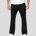thumbnail image 4 of FRSASU Men's Stretch Regular Fit Bootcut Flared Jeans Cotton Fashion Comfort Flex Waist Vintage Washed Denim Pants Black, 4 of 9