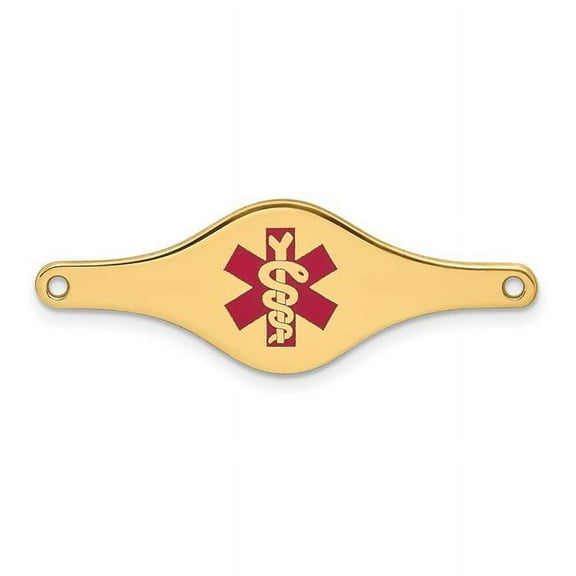 Finest Gold 14K Red Enamel Medical Jewelry ID Plate Bracelet