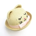 thumbnail image 5 of lnmuld Kids Cute Cat Ear Straw Sun Hat UPF 50+ Breathable Beach Hat for Toddlers Girls Size:2-3 Years, 5 of 8