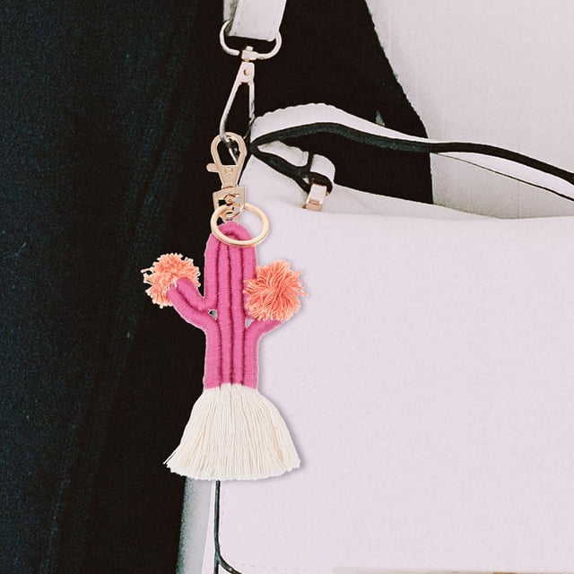unbranded Colgante De Llavero A Mano En De Cactus Rosa Para