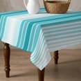 thumbnail image 4 of Turquoise Ombre Stripe Table Cloth Waterproof Tablecloths, Farmhouse Simple Striped Tablecloth Dining Table Cover for Kitchen Party Tabletop Outdoor, Square Tablecloth 54x54 Inch, 4 of 9