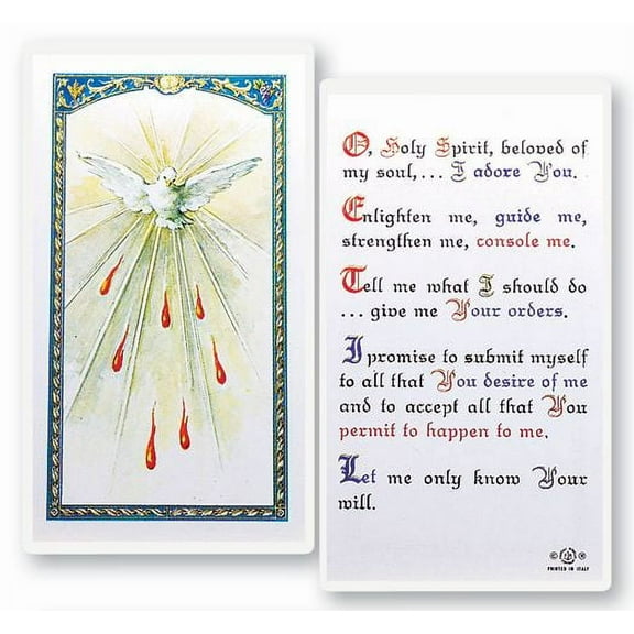 Holy Spirit Confirmation Laminated Catholic Prayer Holy Card with Prayer on Back, Pack of 25
