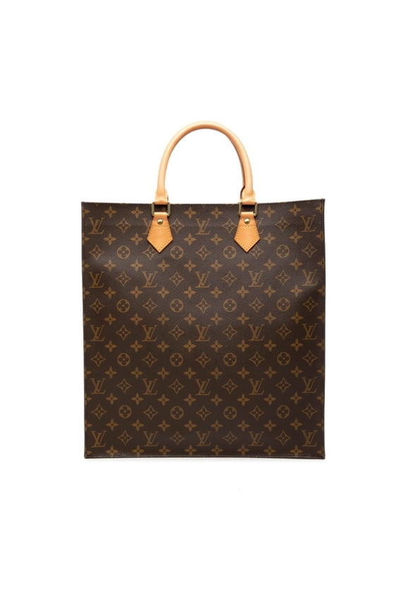 Pre-Owned Louis Vuitton Monogram Sac Plat Handbag Tote Bag M51140 Brown Leather Women's LOUIS...