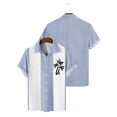 thumbnail image 4 of Lumtrix Mens Bowling Shirts Hawaiian Shirt Big and Tall Retro Button Up Vintage Guayabera Camp Shirt Printed Palmshadow Clothing Light Blue XL, 4 of 4