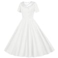 thumbnail image 2 of Makaor Wedding Guest Dresses for Girls Button Ruched A Line Dress Collared Short Sleeve Formal Dresses Empire Waist Midi Birthday Party Dresses, 2 of 6