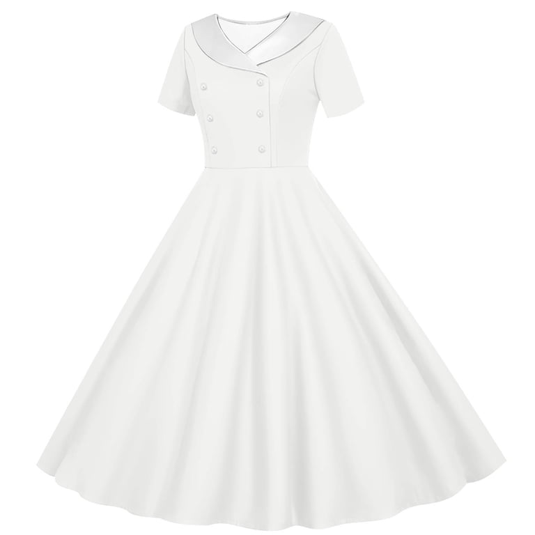 tea party dresses for teens Amzcrzy Tea Party Dresses for Girls 5-14 Years Audrey Vintage Swing Party Rockabilly Dress Retro Peter Pan Doll Collar Solid Color Girls Dresses