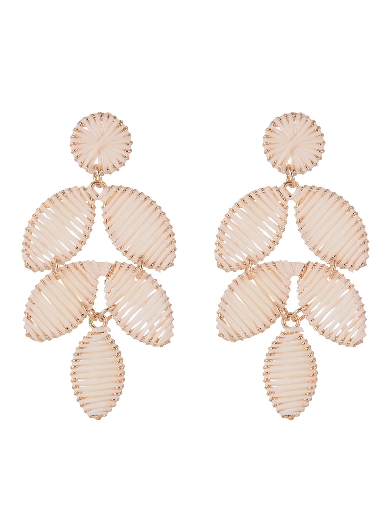 Time and Tru Goldtone Ivory Raffia Leaf Drop Earring