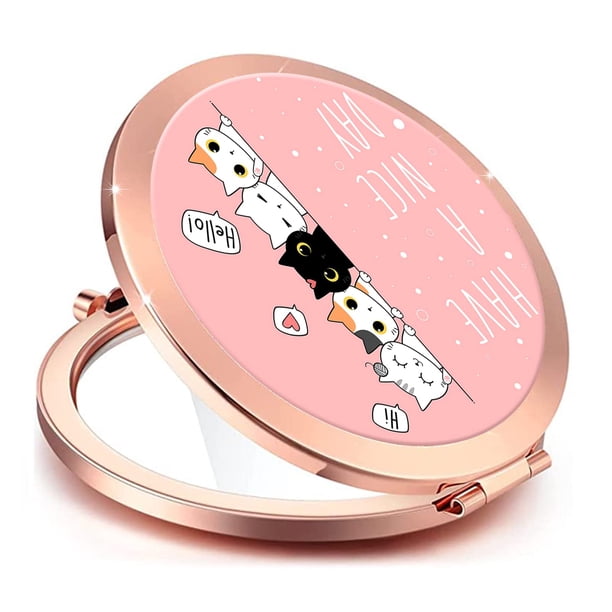 Espejo Compacto LONNAONE Redondo Mini de Bolsillo para Maquillaje y Viaje