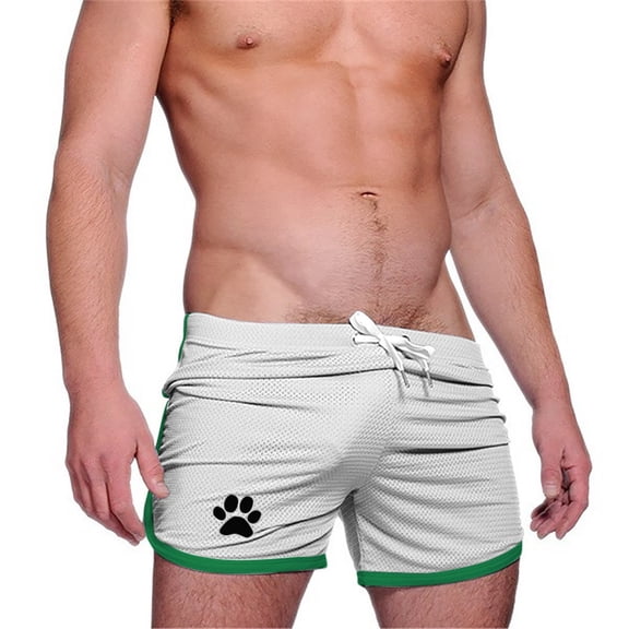 Cheytotty Mens Mesh Sports Shorts, Quick Drying For Beach, Breathable Fitness Casual White L