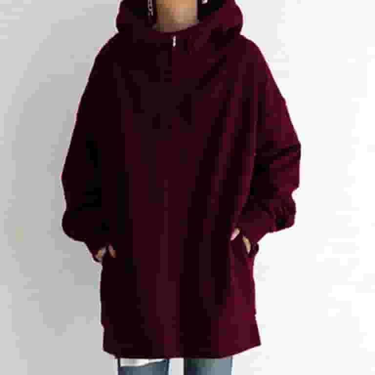 Long Sleeve Hooded Plaid Stitching Casual Irregular Sweatshirt Long Sleeve Hooded Plaid Stitching Casual Irregular Sweatshirt