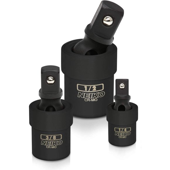 shiyou-02486A Impact Universal Joint-Socket Swivel Set, Socket Extension Set Made from Cr-Mo with Included 1/4-, 3/8-, and 1/2-Inch Sockets, Set of 3