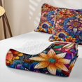 thumbnail image 4 of jejeloiu Psychedelic Floral Quilt Full For Men Women,Mandala Print Full Bedspread Sets,Rainbow Multi,3pcs, 4 of 7