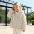 thumbnail image 4 of IVEYRTF Kids Girls Heavyweight Hooded Coat Heart Print Fleece-Lined Warm Fall Winter Casual Everyday Outerwear Tops for Children 2-8 Years(Beige,2 Years), 4 of 9