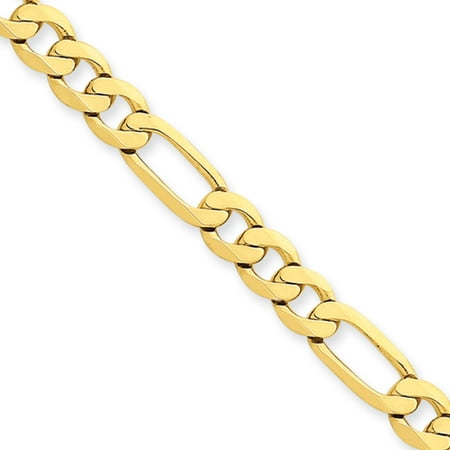 8 Inches 14k Gold Anchor - Men's 6.25mm, 14k Yellow Gold, Flat Figaro Chain Bracelet, 8 Inch