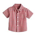 thumbnail image 5 of Boys Button Down Shirts Checked Short Sleeve Collared Shirt With Print Comfortable Classic Boys Daily Wear Casual Tops, 5 of 6