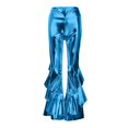 thumbnail image 5 of High Gloss Flared Pants Elegant Casual Trousers With Asymmetric Hem Wide Leg Bootcut Design For Stage Performance And Daily Wear, 5 of 6