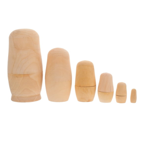 Rhewides Unfinished Russian Nesting Dolls Wooden Crafts Blank Wood Peg People Unpainted Bodies Kids Toys for Birthday and New Year