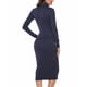 thumbnail image 4 of Vestido suéter de punto de manga larga acanalado con cuello alto para mujer Vestido básico de color sólido Elástico Ajuste delgado Suave Cálido para fecha de fiesta Azul oscuro XL, 4 of 6