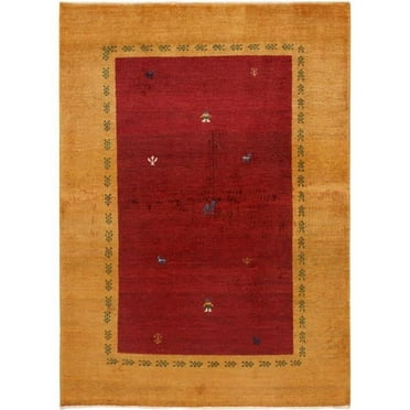 Gabbeh Collection Hand-Knotted Lamb's Wool Area Rug- 3' 5' X 4' 9'