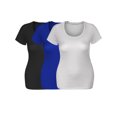 thumbnail image 6 of Emmalise Women's Short Sleeve Tshirt Scoop Neck Tee Value Set (3Pk, Blk, Royal, White, Large), 6 of 6
