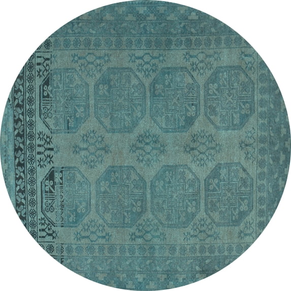 Ahgly Company Indoor Round Persian Light Blue Traditional Area Rugs, 5' Round