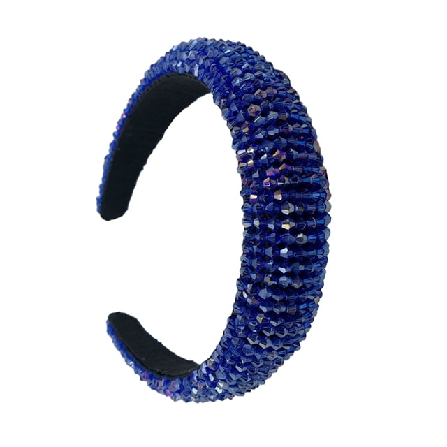 Qarigey Diademas con cuentas de cristal con purpurina, tocado de punto Flexible para el cabello, tocado para mujer, fiesta, colorido brillante Accesorio para el cabello Azul Qarigey AP010971-13B