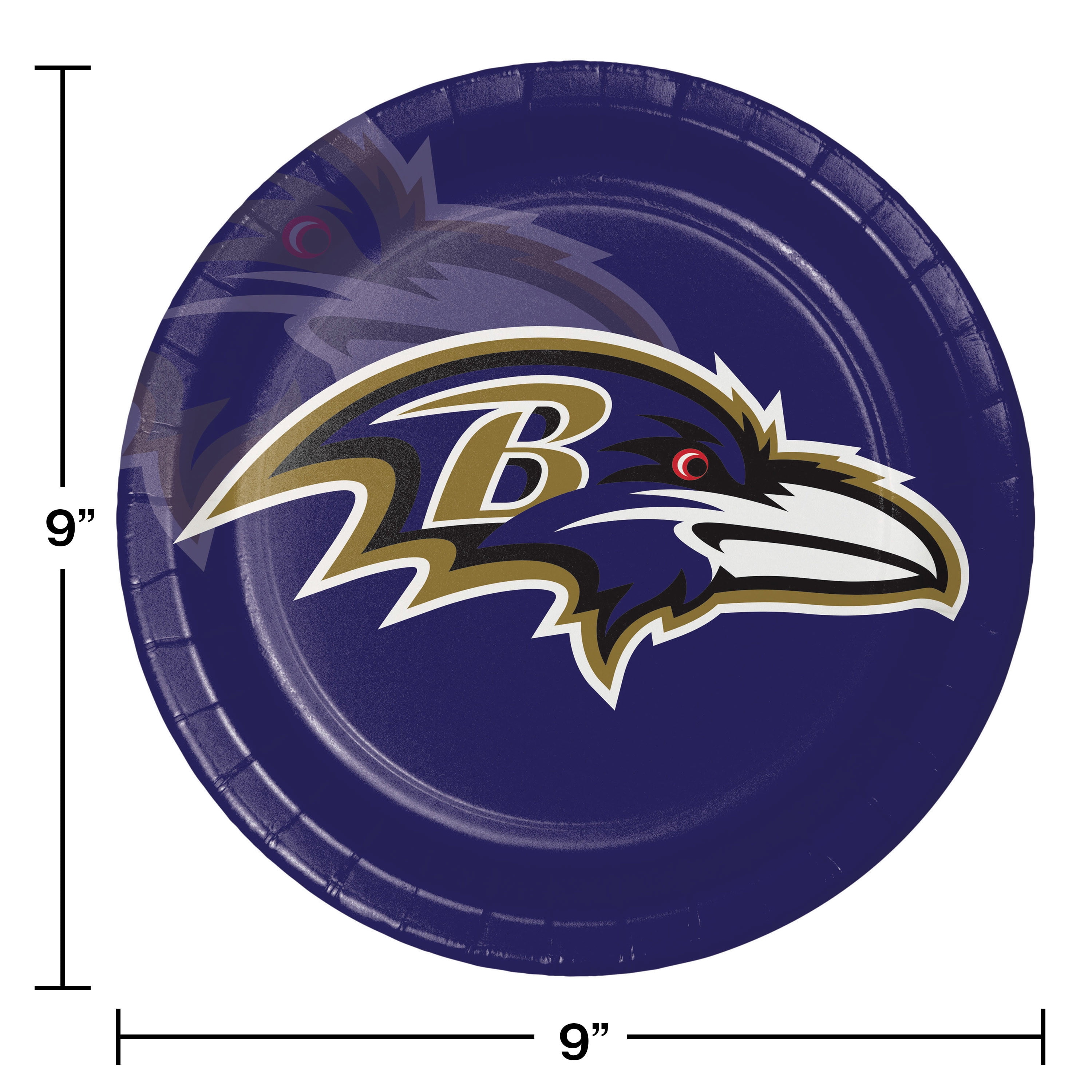 Balitmore Ravens Round Paper Plates 24 Count for 24 Guests