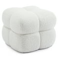 thumbnail image 2 of ONEVOG Square Teddy Pouf Ottoman, Modern Upholstered Tufted Foot Stool Coffee Table, Extra Seating for Living room Bedroom, White, 2 of 9