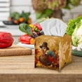 thumbnail image 4 of Psesaysky Tissue Box Cover, Thanksgiving Turkey Leaves Square Decorative Car Tissue Holder PU Leather Facial Paper Case Organizer Dispenser for Bathroom, Vanity Countertop, Night Stands, Desk, 4 of 7