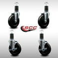 thumbnail image 2 of 5 Inch SS Hard Rubber Wheel Swivel 1-5/8 Inch Expand Stem Caster Set 2 Brakes, 2 of 2