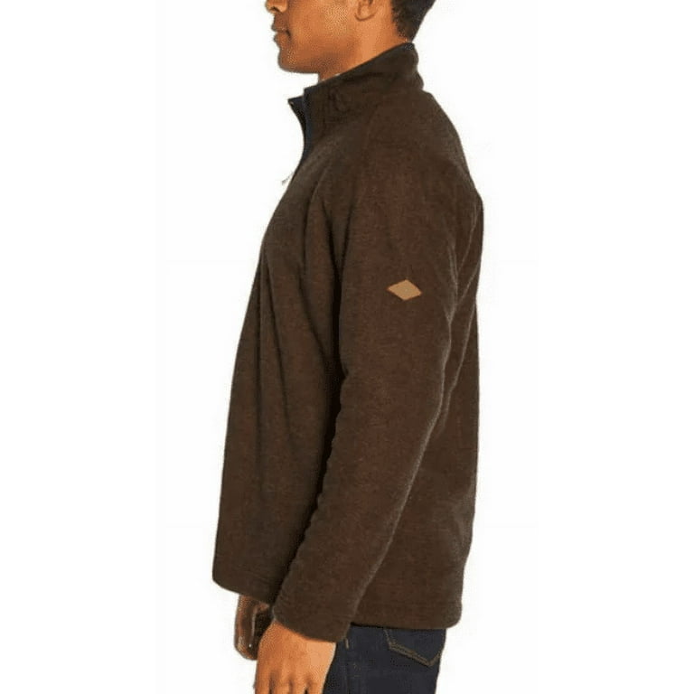 Orvis Men's Fleece Lined Quarter 1/4 Zip Pullover Sweater, Brown Size Medium