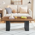 thumbnail image 5 of HOOBRO Minimalist Coffee Table with Fluted Legs, Black and Walnut, 5 of 9