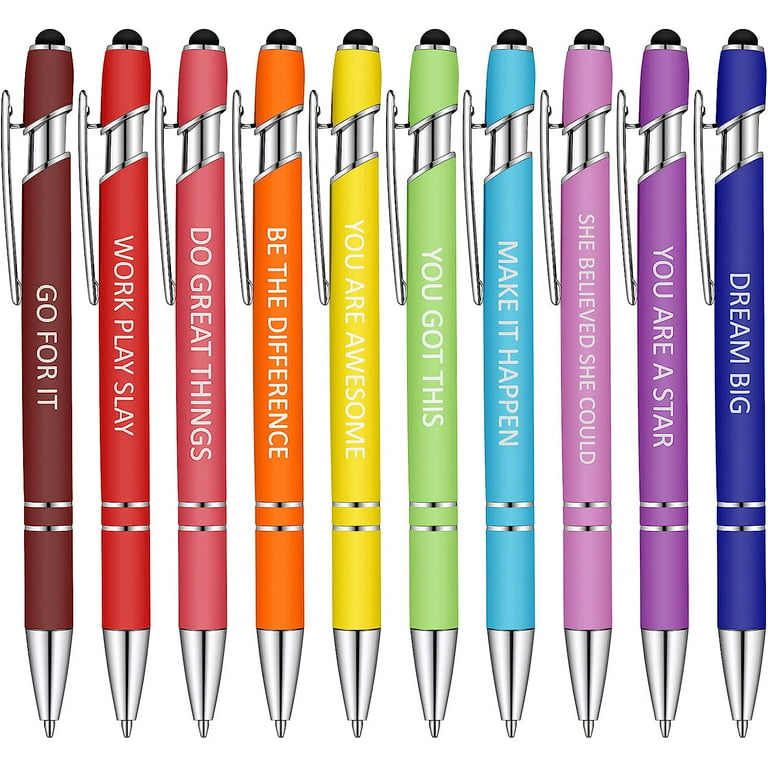 Scheam Snarky Office Pens Funny Insulting Pens Christian Ballpoint Pens  Inspirational Quotes Negative Quotes Motivational Macaron Touch Stylus Pens  for Office, Black Ink (12 Pieces)Multicolor 
