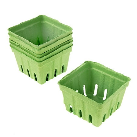 Basket Green Tea - Green Paper Berry Baskets: 3.5 x 3.5 inches, 6 pieces