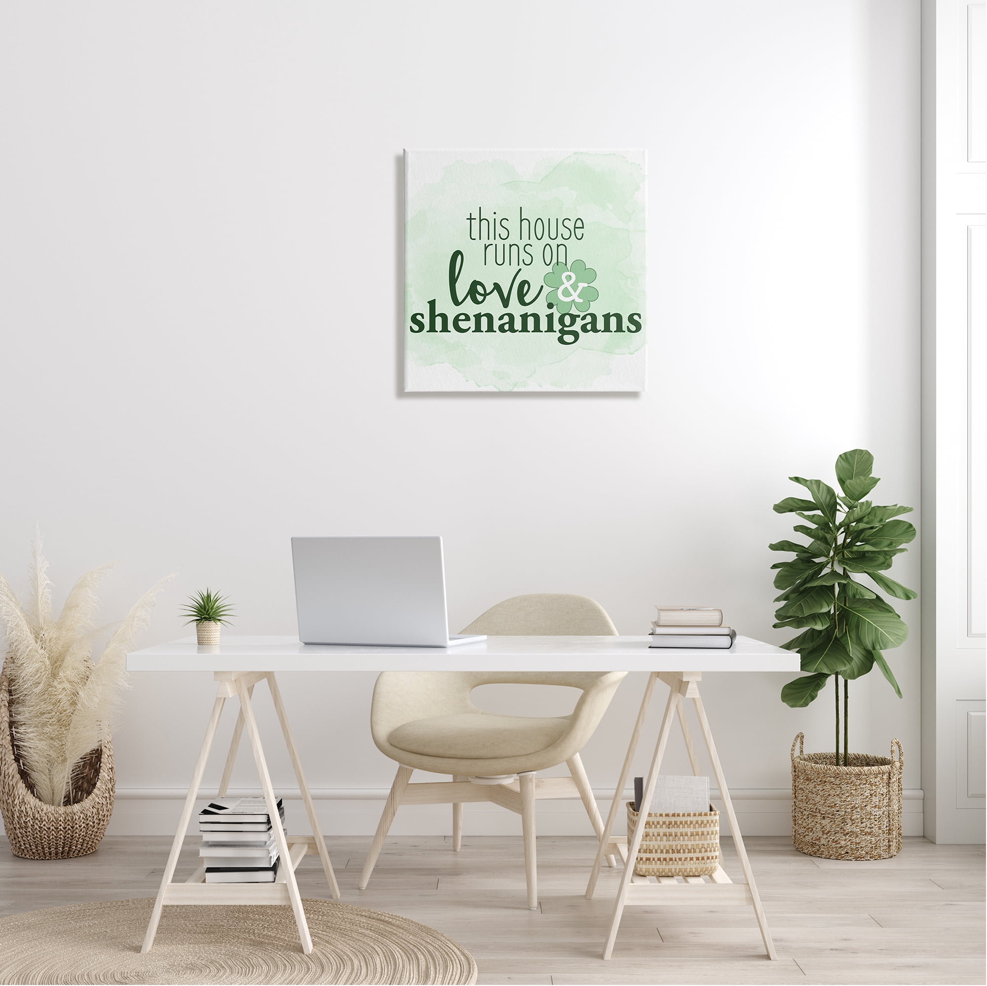 Stupell Love & Shenanigans Family Shamrock Phrase Holiday Painting Gallery Wrapped Canvas Print Wall Art