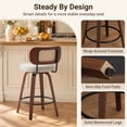 thumbnail image 4 of LEGAHOME Swivel Bar Stools Set of 2, 26” Upholstered Counter Height Bar Stools with Cane Rattan Back and Wood Legs, Mid-Century Modern Barstools for Kitchen Island, 300 lbs, Walnut + Beige, 4 of 9