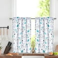 thumbnail image 3 of Teal Flower Kithchen Curtains, Teal Gray Floral Rod Pocket Window Treatment Tier Pair for Kitchen Bathroom RV Basement Laundry, Set 2, 26 Inch Wide 36 Inch Long, 3 of 6