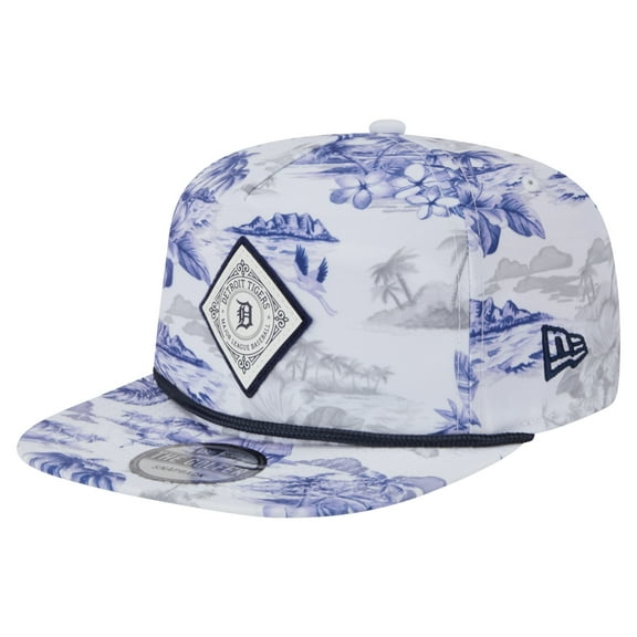 Men's New Era White Detroit Tigers Printed Island Golfer Snapback Hat