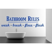 Bathroom Rules Wash Brush Floss Flush Quote Saying Wall Decal Sticker
