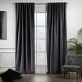 thumbnail image 2 of 3S Brother's Extra Long Solid Luxury Matte Velvet Soft Curtain Charcoal Single Panel Hanging Back Tap & Rod Pocket Home Décor 5-25 Feet Custom Made Curtains -Made in Turkey Each(52"x84"), 2 of 7