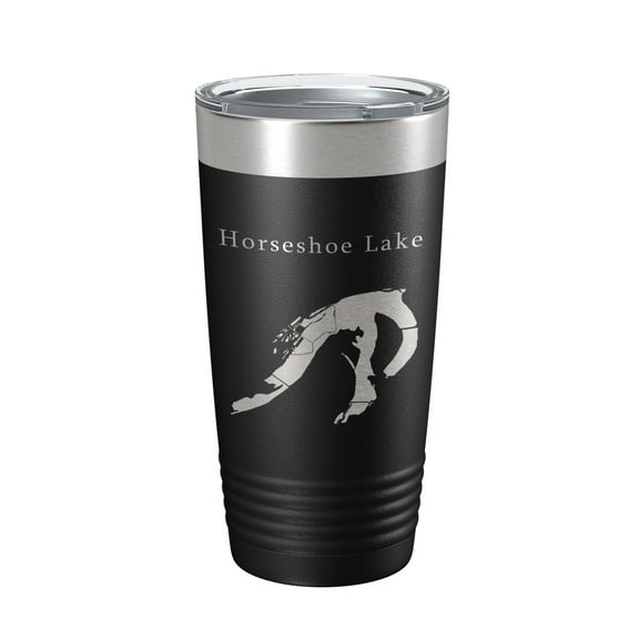 Horseshoe Lake Map Tumbler Travel Mug Insulated Laser Engraved Coffee Cup St. Louis Illinois 20 oz Black