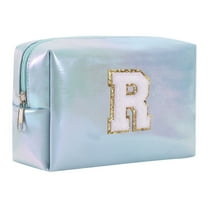 Large Capacity Embroidered Alphabet Cosmetic Bag Travel Toiletry Organizer Storage Clutch Handbag