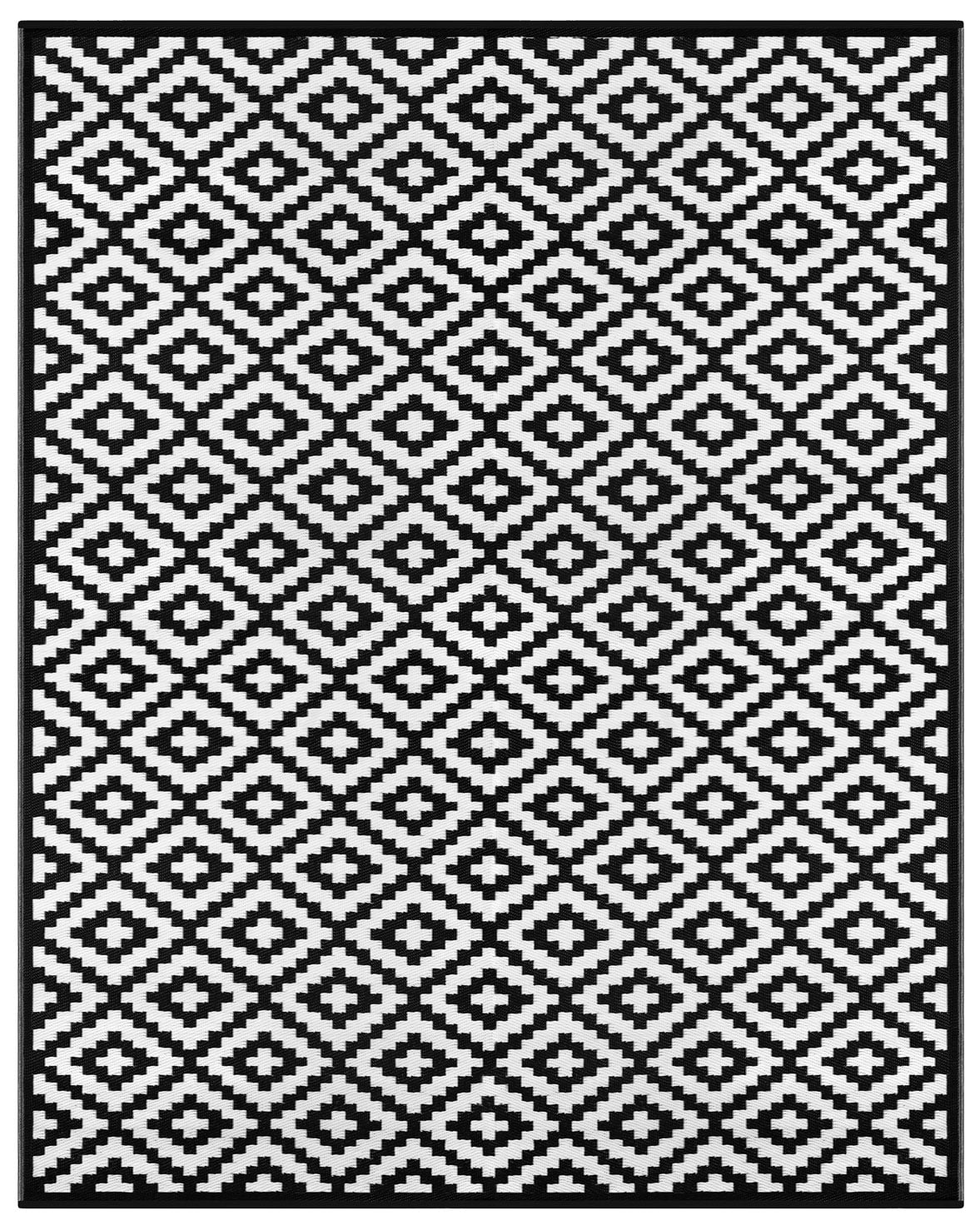 Nirvana Black White Outdoor Rug 8 x 10