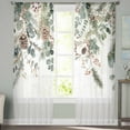 thumbnail image 2 of Christmas Sheer Curtains 84 Inches Long 2 Panels Set, Window Sheer Curtains for Living Room/Bedroom, Xmas Botanical Pinecone Eucalyptus Leaves Light Filtering Rod Pocket Curtain 52'' x 84'' x 2, 2 of 7